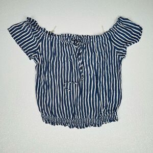 Becool Off Shoulder Blue striped Blouse L